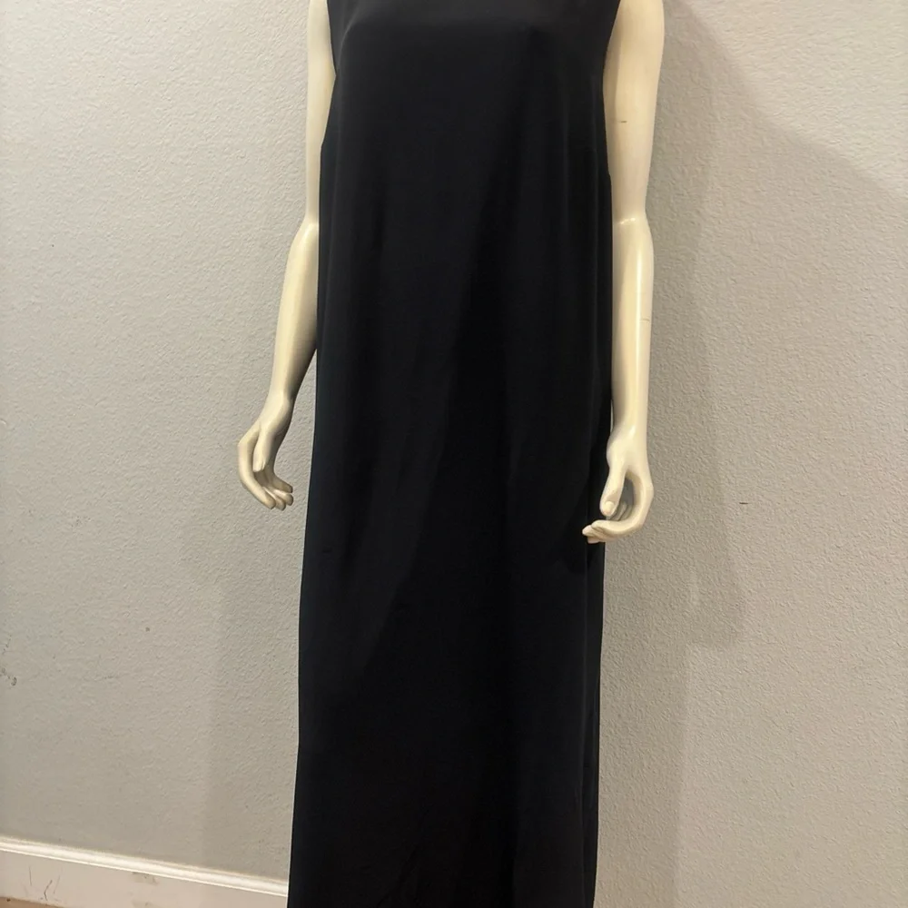 Diane von Furstenberg Vintage Y2K Minimalist Maxi Dress Silk Black Womens 1X - Picture 2 of 9